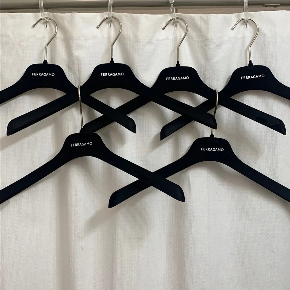 Salvatore Ferragamo Black Velvet Hangers Set of 6